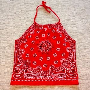 Texas Hold Em Red Bandana Halter Top